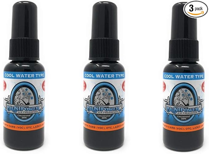 BluntPower Oil Based Concentrated Air Freshener and Oil for Diffuser - 3 Pack of Cool Water (1.5 Ounce Each)