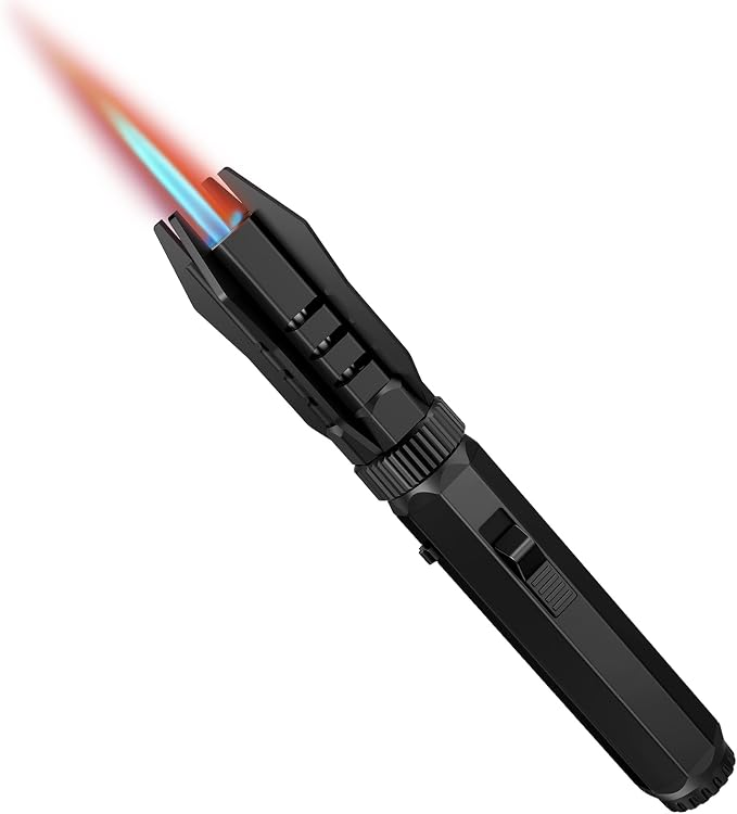 WCX HB300 Torch Lighter, Adjustable Jet Flame Lightsaber Lighter, Windproof Butane Refillable, for Candle/Grill/Cooking/BBQ, Black (Butane Not Included)