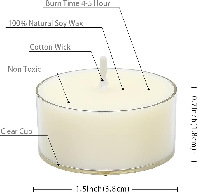DEYBBY Natural Scented Soy Wax Tealight Candles Bulk, Jasmine Aromatherapy Luxury Tea Candle Set of 36-4 Hour Burning Great Gift for Valentine's Day