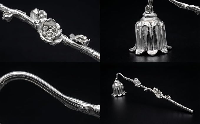 Candle Snuffer, Vintage & Sturdy Long Handle Candle Snuffer Extinguisher, Antique Floral Candle Snuffers Accessory, Flame Snuffer Birthday Gift for Women, Men, Mom, Friend, Sister, Girl, Sliver