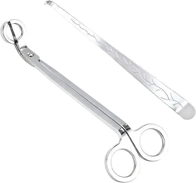 2 Pack Candle Wick Trimmer Set, Stainless Steel Candle Scissors and Wick Cutter Tools, Professional Wick Trimmer and Snuffer for Deep Jar Candles, for Family use and Gifts