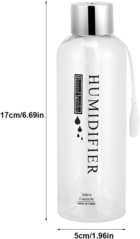 Focket Air Humidifier,300ml Mini Portable Quiet Operation Transparent USB Water Bottle Air Diffuser Fine Mist Automatic Power Off Mist Maker for Car Office Home Study
