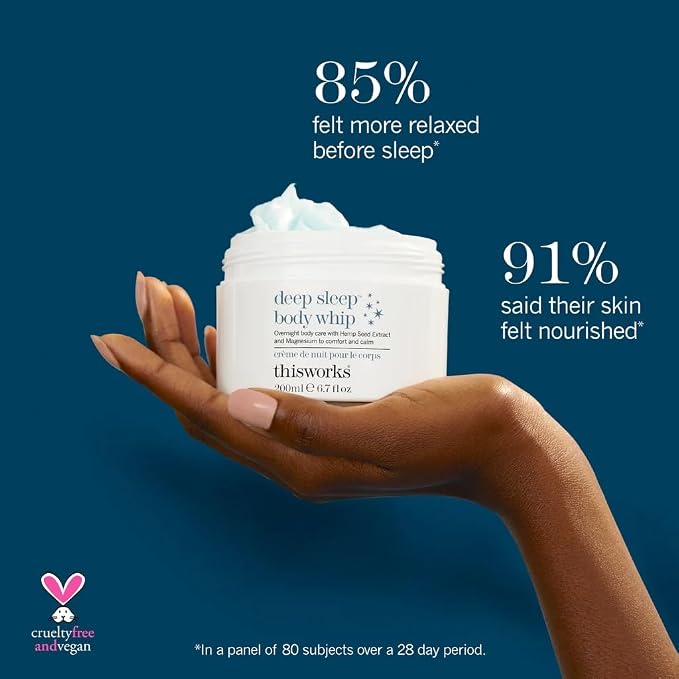 THISWORKS Deep Sleep Body Whip – Ultra-Rich Nighttime Body Moisturizer with Shea Butter, Magnesium & Essential Oils – Nourishes Skin & Promotes Restful Sleep – 200ml