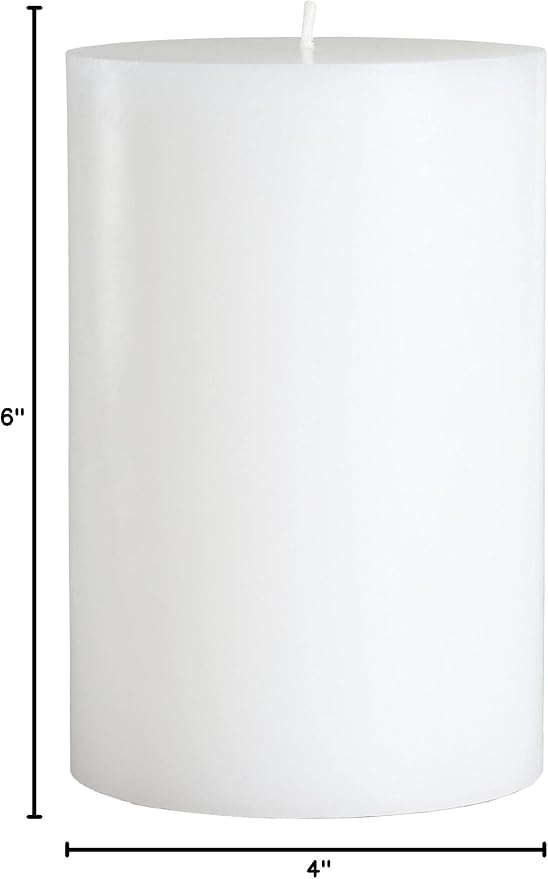 Mister Candle Unscented 4"x6" White Pillar Candle, Solid Color, Cotton Wick, Dripless & Smokeless, Premium Wax Candle for Home Decor, Handmade, 120 Hour Burn Time