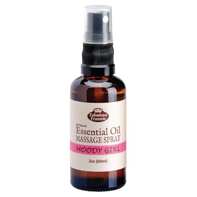 Fabulous Frannie Moody Girl (Formally PMS) Massage Spritz Made with Carrier Oils and Geranium, Lavender, Oregano and Clary Sage Essential Oils 2oz