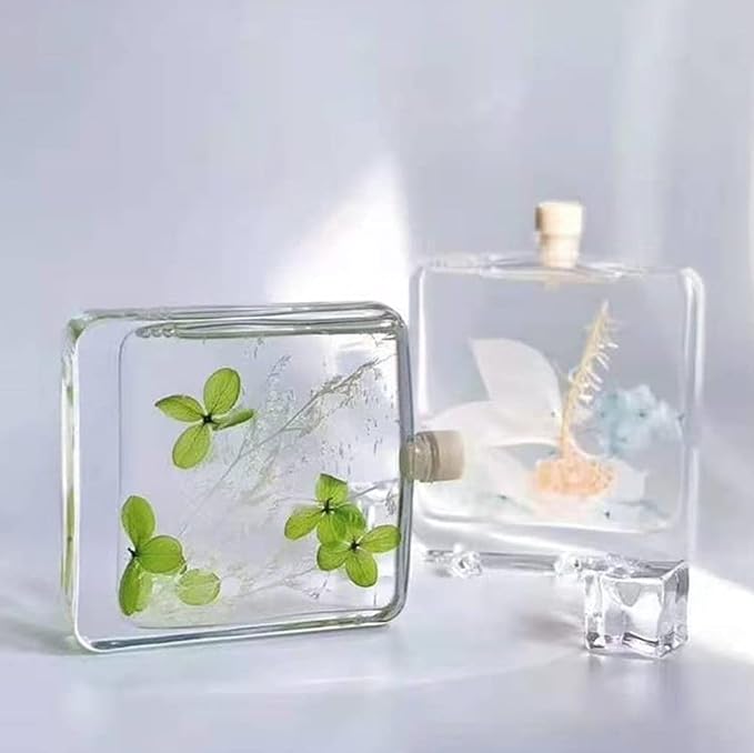 100ML/3.3OZ Clear Glass Diffuser Bottles Square Empty Essential Oils Refill Replacement Scent Fragrance Reed Diffuser Jars DIY Perfume with Dry Flower Home Decor Wedding Favors Gifts