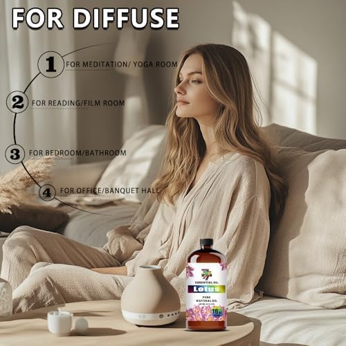 Lotus Essential Oil, Lotus Oils, for Diffuser, Meditation, Yoga, Massage, Humidifier, DIY Candles, Soap, Home, Office, Gift, Essential Oil, GV77ZF Lotus Fragrance Oil - 16 fl oz (480 ml)