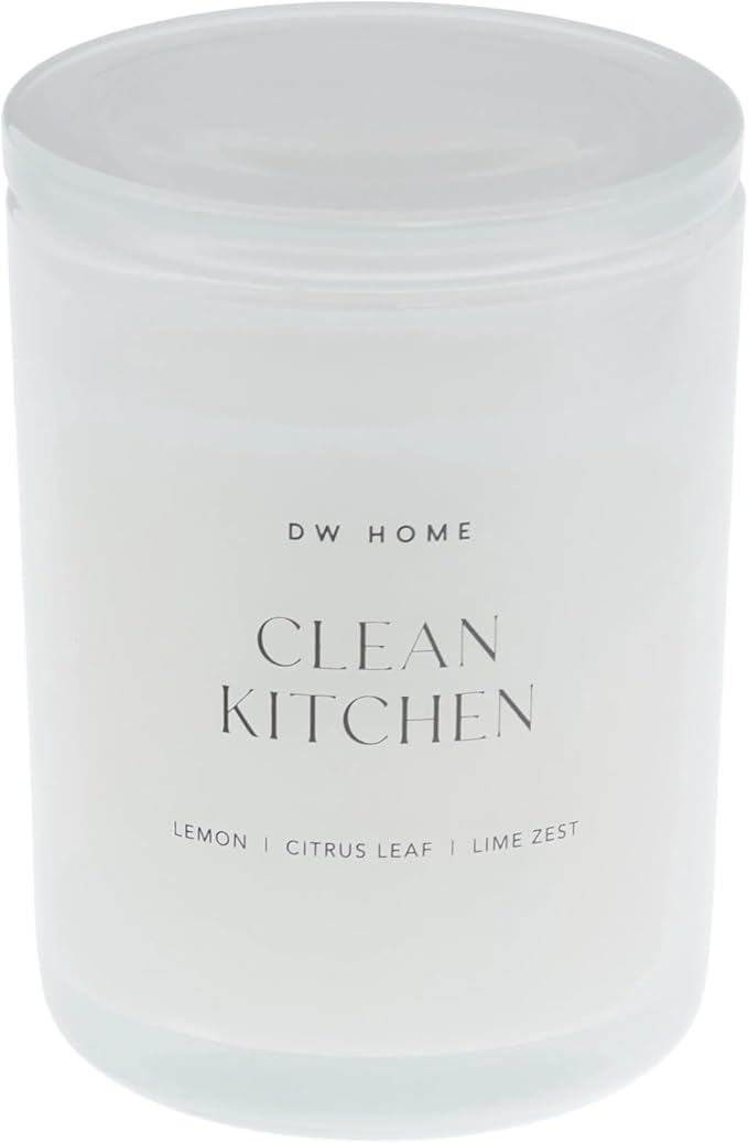 DW Home Clean Kitchen Scented Candles, 15 oz Double Wick Large Jar, Up to 56 Hour Burn Time, Strong Long Lasting Fresh Citrus Fragrance, Perfect for Kitchens & Housewarming Gifts