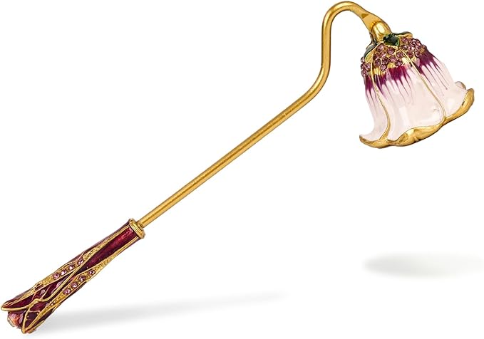 Elegant Royal-Style Candle Snuffer with Pearl Inlay, Candlesnuffers Wick Snuffer Candle Accessory for Putting Out Extinguish Candle (Purple + White)