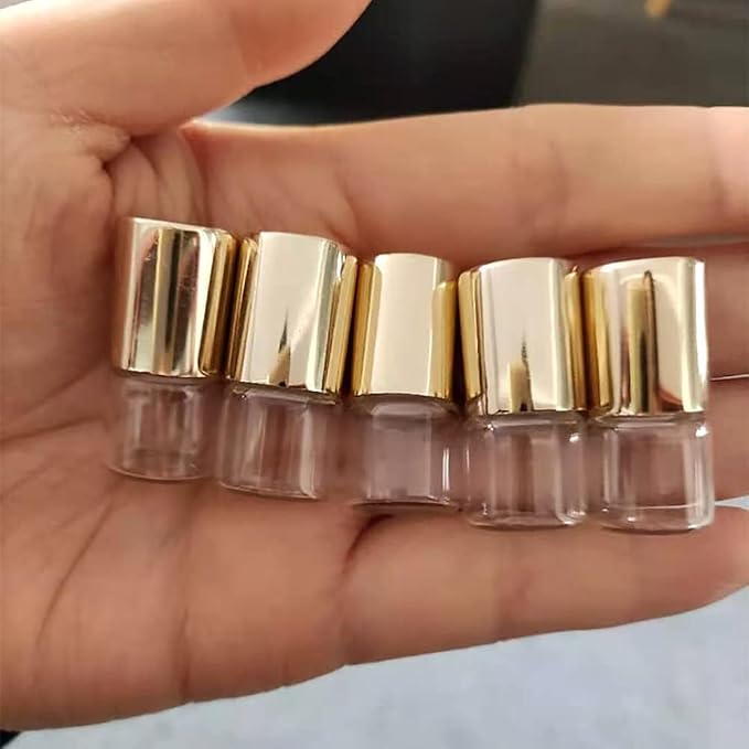 12Pcs Gold Glass Roll-on Bottles for Essential Oils,1ml,Mini Glass Roll on Bottles Roller Refillable Essential Oil Aromatherapy Sample Vials Roller Container,Refillable Cosmetic Roller Bottles