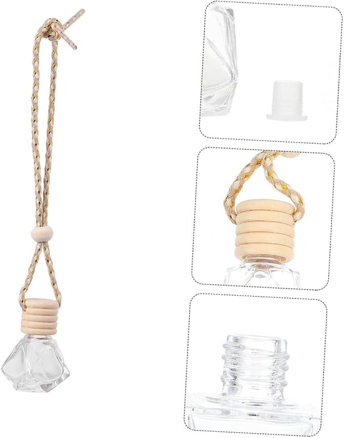 Mikinona 8pcs Car Aromatherapy Bottle Empty Perfume Hanging Bottle Kit Portable Diffuser