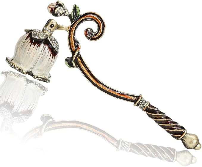 Vintage Decorative Candle Snuffer, Antique Metal with Crystal Accents, Elegant Flower Design, Handcrafted Candle Extinguisher Tool