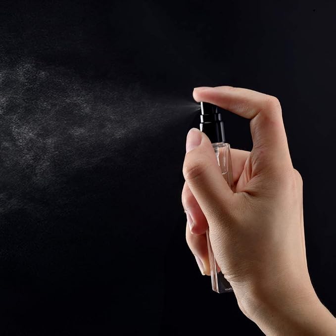 5pcs 10ml 1/3oz Black Silver Metal Spray Bottle Refill Perfume Hydrating Fragrance Fine Mist Atomizer Cosmetic Container Round Tube Party Makeup Tool Travel Gift Sample