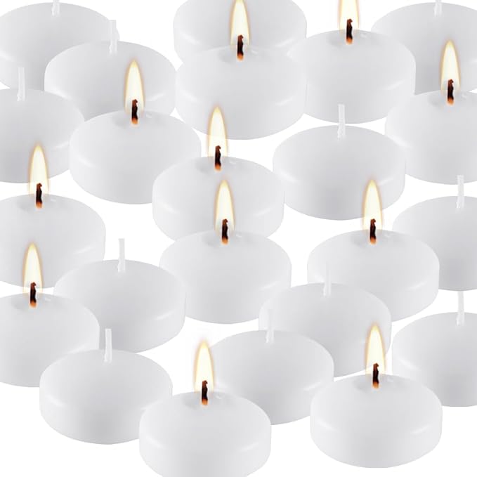 YOROXRG 50 Pack of 2-Inch White Floating Candles - Ideal for Weddings, Home Décor, Spa Baths, and Romantic Settings