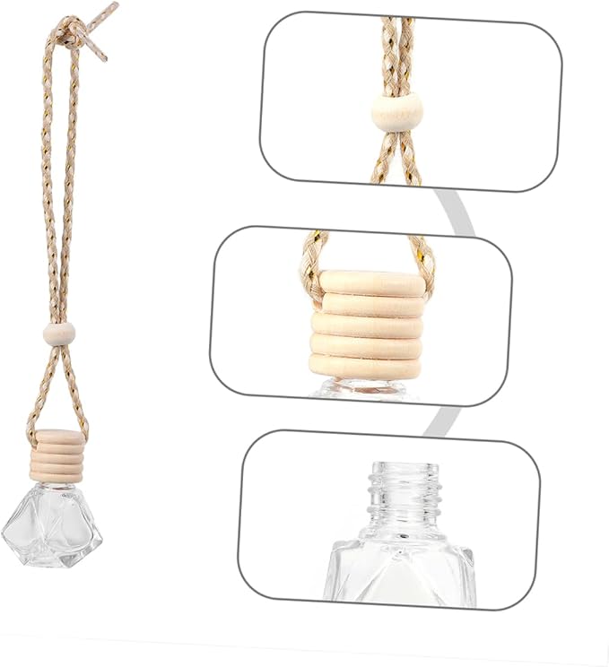 Mikinona 8pcs Car Aromatherapy Bottle Empty Perfume Hanging Bottle Kit Portable Diffuser