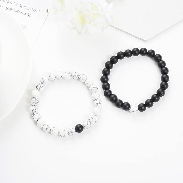 FORUBUS 2Pcs Lava Rock Beaded Bracelet Set – Essential Oil Diffuser Jewelry with Natural Stone Beads for Aromatherapy, Yoga, Meditation, and Stress Relief, Stretchy Bracelets for Women Men