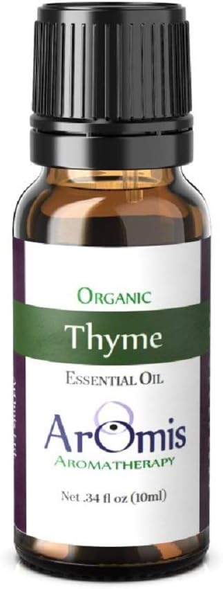 ArOmis Organic Thyme Essential Oil - 100% Pure Therapeutic Grade - Undiluted, Premium Oil - 150 Micron Filtered, Perfect for Aromatherapy Diffusers (10ml / .34 fl oz)