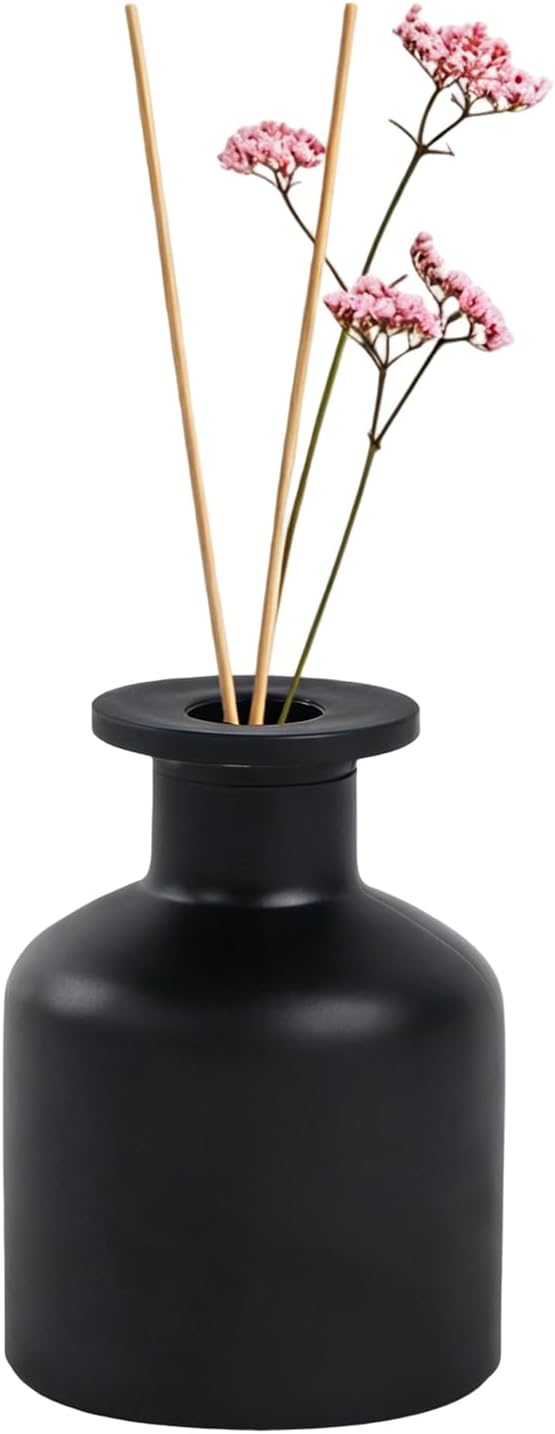 ericotry 1PCS 150ml/5oz Glass Diffuser Bottle Jars Pot Empty Refillable Exquisite Essential Oils Container for DIY Reed Diffuser Sticks Sets Crafts Decor Essential Oil Diffuser (Black)