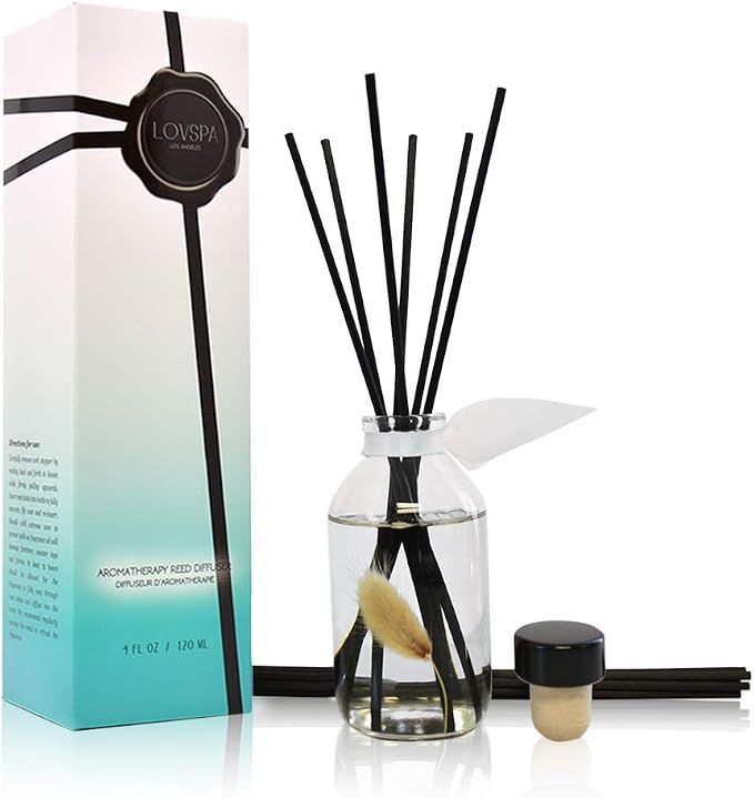 Cotton Blossom Diffuser Set, Shelf Decor, Home Fragrance, Room Scent | Sun dried linen, grass, and mandarin blossom profile, guest bath, decorative glass bottle, entryway, living room