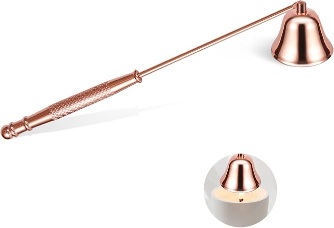 Candle Extinguisher with Long Handle, Metal Wick Snuffer Candle Snuffer Accessory with Long Handle for Scented Candle, Aromatherapy Candles for Putting Out Candles Flame (Rose Gold)