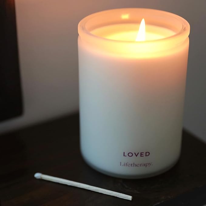Lifetherapy Loved Scented Soy Candle, 75-Hour Burn, 10 Oz | Natural soy wax scented candles for home with clean burn, jar candle design, and long lasting fragrance