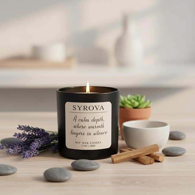 Lavender & Sandalwood Candle, Luxury Scented Soy Candle 7oz, Calming Relaxing Fragrance for Home, Stress Relief & Sleep Aromatherapy Candle, Gift for Women, Long Lasting Jar Candle