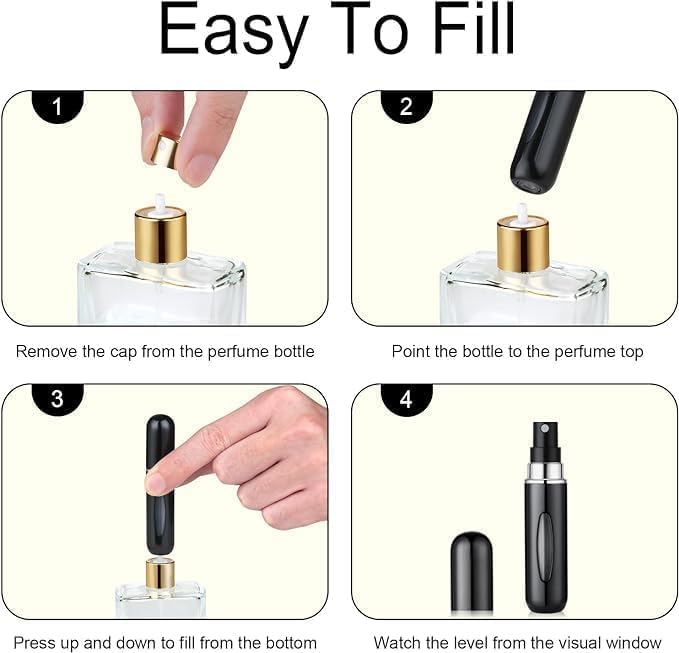 5PCS Cologne Travel Bottle, Perfume Travel Refillable, Perfume Atomizer, Mini Spray Bottle and Small Cologne Sprayer for Daily Use