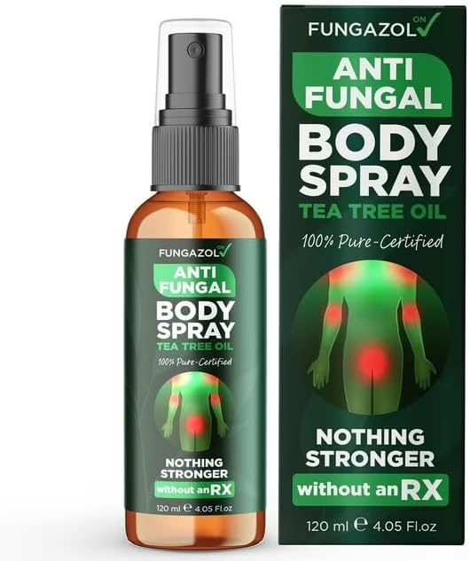 Antifungal Body Spray with Tea Tree Oil | Fast-Absorbing Antifungal Treatment for Jock Itch, Athlete’s Foot, Ringworm & Nail Fungus | Soothes Itching & Burning | Relieves Irritated Skin | 120ml