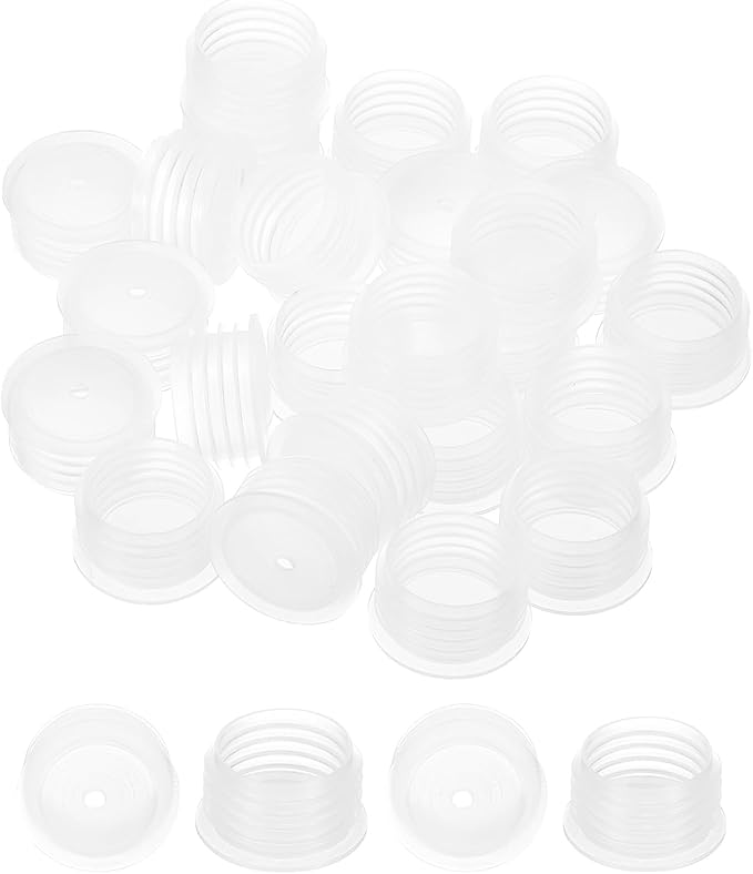 PATIKIL Bottle Adapter 0.94"/24mm Press in Plugs Clear 25Pcs, 0.12" Hole | for Oral Dispenser Liquid Oil Plastic Glass Bottles Stopper