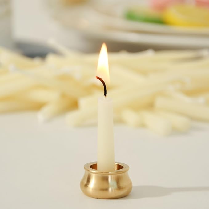 20-Minute White Pure Beeswax Candles, Dripless Meditation Candles, Mini Taper Candles Without Brass Candle Holders, Set of 50