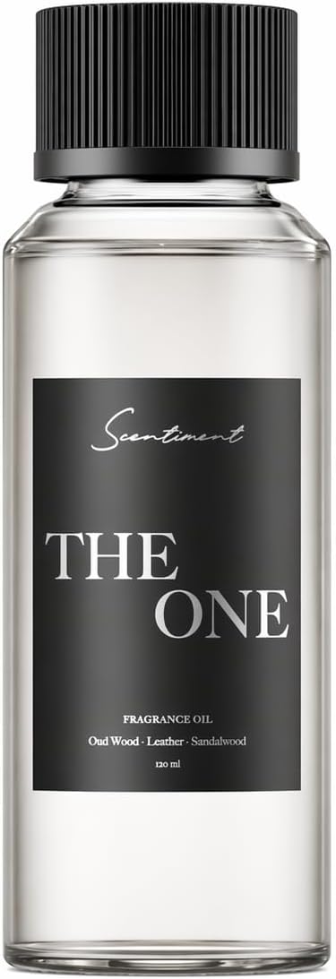 Scentiment The One Diffuser Oil - Premium Hotel Scent with Notes of Cardamom, Leather, Lemon with Cinnamon & Sandalwood Home Scent, Hotel Fragrance Oil Diffuser Refill - 4.06 fl oz (120 mL)