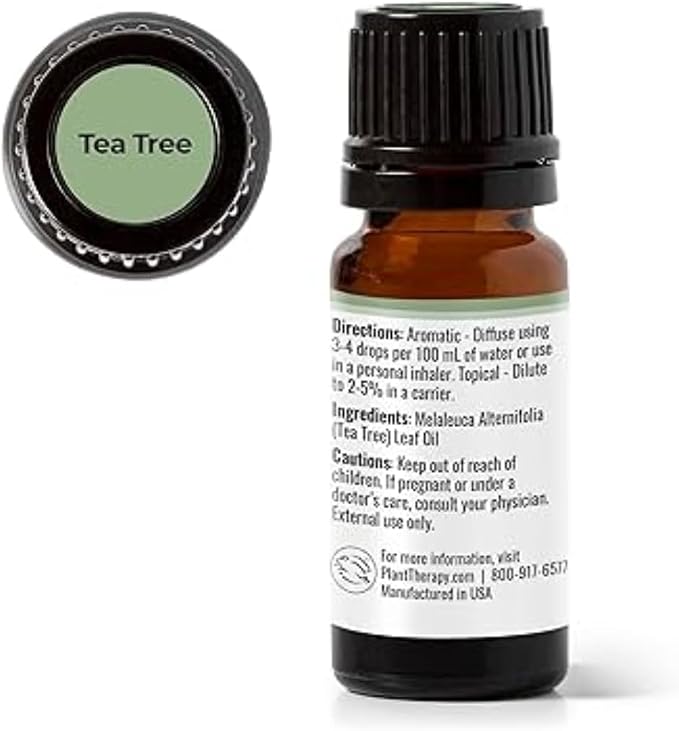 Plant Therapy Tea Tree Essential Oil Roll-On, 10 mL (1/3 oz), Pre-Diluted for Ready-to-Use Convenience, Naturally Soothes Skin Blemishes
