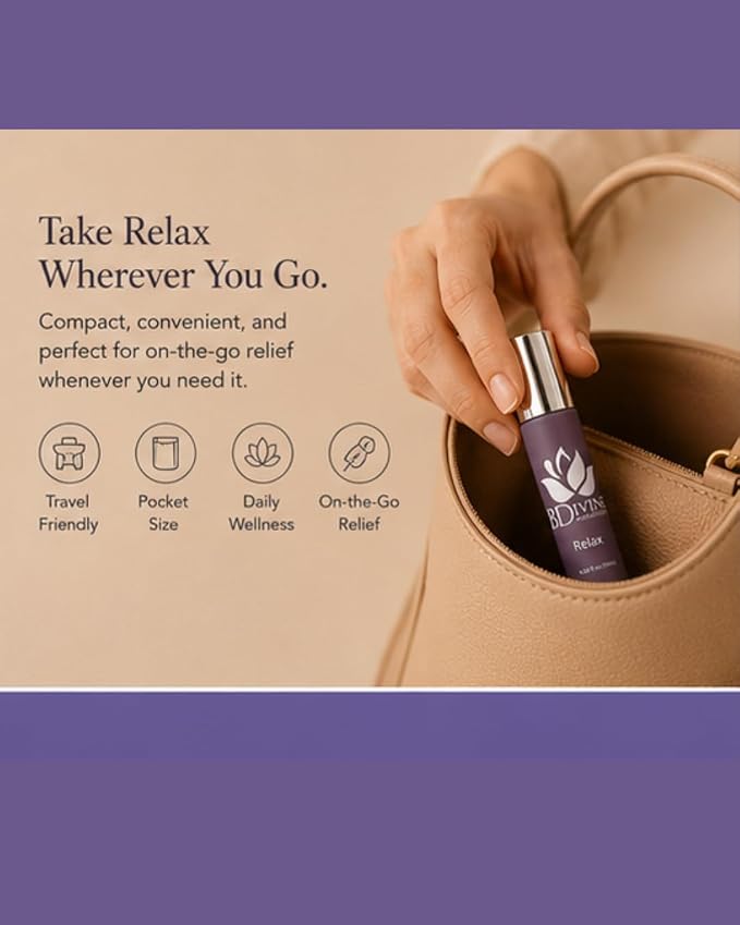 Essential Oil Roll-On – Natural Aromatherapy Blend in a Convenient Roller for Everyday Wellbeing (Relax)