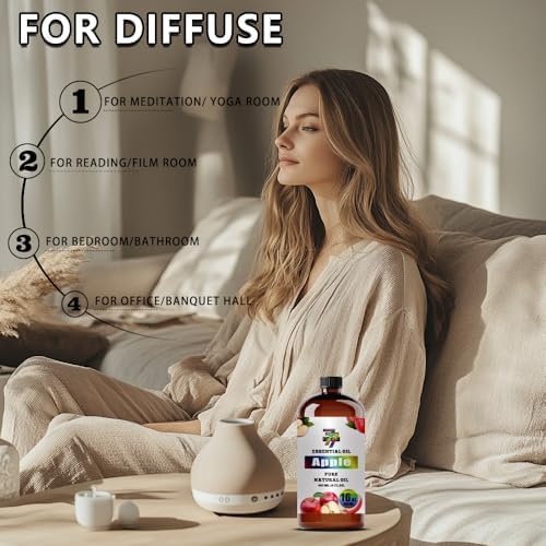Apple Essential Oil, Apple Oils, for Diffuser, Humidifier, DIY Candles, Soap, Kitchen, Home, Gift, Essential Oil, GV77ZF Apple Fragrance Oil - 16 fl oz (480 ml)