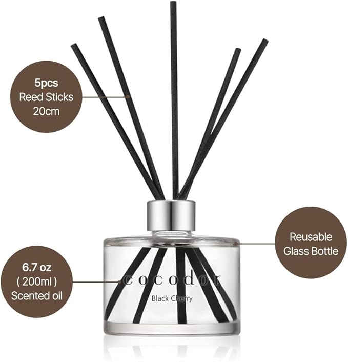 COCODOR Signature Reed Diffuser/Woody Hotel / 6.7oz(200ml) / 2 Pack/Reed Diffuser, Reed Diffuser Set, Oil Diffuser & Reed Diffuser Sticks, Home Decor & Office Decor, Fragrance and Gifts, Mother's Day