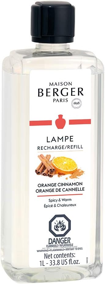 MAISON BERGER Lampe Berger Refill, 1 L, Orange Cinnamon | Catalytic Lamp Fragrance Refill, Helps Neutralize Odors, ~160 h Fragrance Diffusion, Made in France