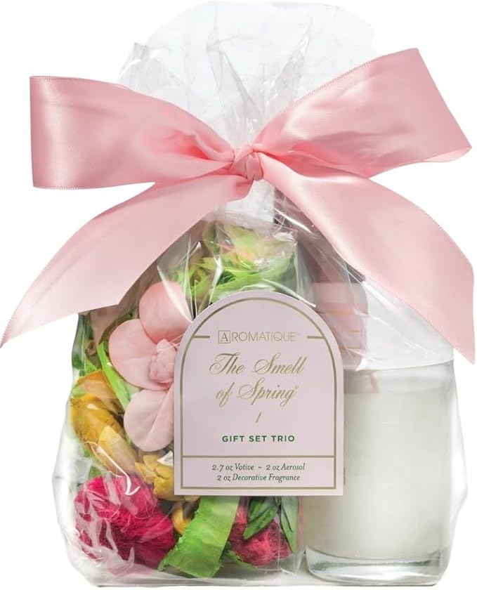 Aromatique Smell of Spring Home Fragrance Gift Set - Decorative Potpourri, Room Spray, and Candle - Perfect for Mother's Day and Women in Your Life