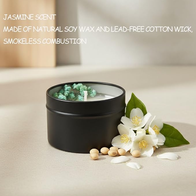 Jasmine Scented Soy Candle, Aromatherapy Candle for Home | with 5% Essential Oils in a for bedroom, bathroom, yoga, travel, home decor and thoughtful gifting.