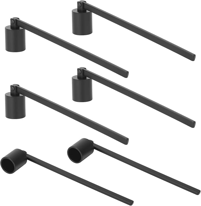 6 Pack Black Candle Snuffer Vintage, Premium Stainless Steel Wick Flame Extinguisher, 6.3 Inch Long Handle, Elegant Design for Scented Candles, Perfect Candle Accessory for Candle Lovers