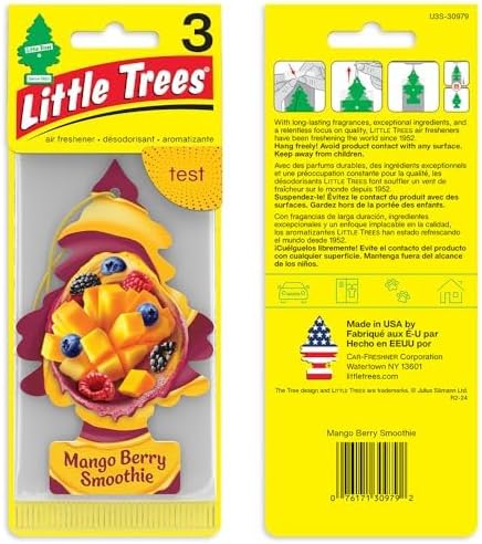 Little Trees Car Air Freshener | Hanging Tree Provides Long Lasting Scent for Auto and Home | Mango Berry Smoothie, 24 Air Fresheners