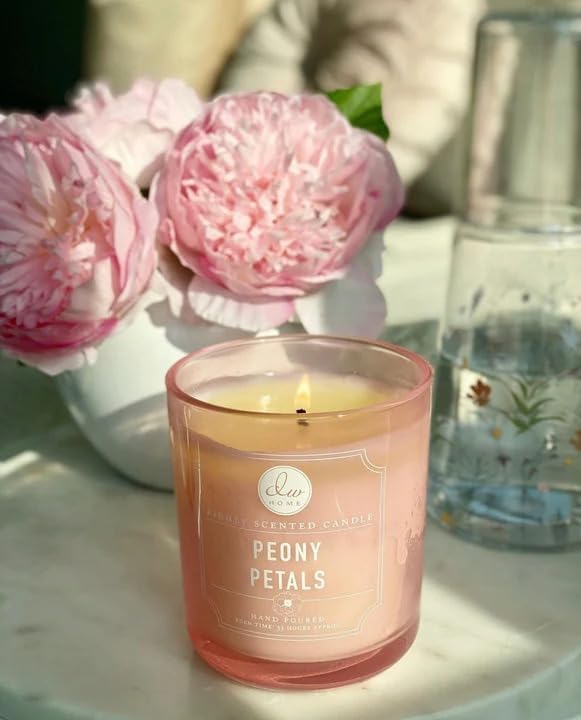 DW Home Peony Petals Scented Candle for Home, 9 oz, Medium Single Wick Candle Jar, Up to 33H Burn Time, Luxury Scented Candle for Relaxation, Gifting, Home Décor
