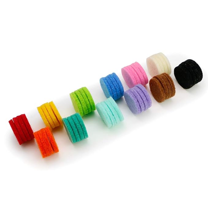 Maromalife 48PCS 22mm Replacement Refill Pads for 30mm Essential Oil Diffuser Necklace, Felt Pads for Aromatherapy Necklace Pendant Diffuser Bracelet Car Diffuser Vent Clip with 12 Colors, 0.87 Inch