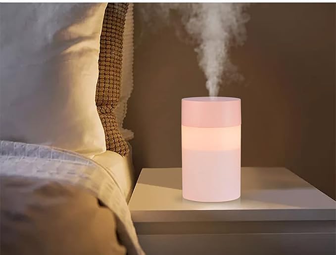 Mini Humidifier, USB Power Supply, Suitable for Study Room, Bedroom, Baby Room, Office, Car, With 7 Color LED, Air Humidifier, Can Be Used for Facial Moisturizing (Pink)