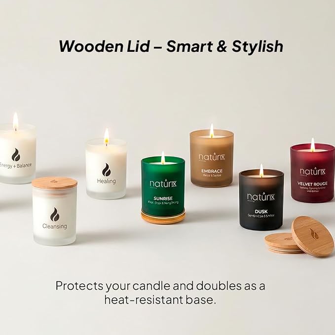 Natur IX Calming Organic Soy Scented Candles with Essential Oil | Natural Candles Non Toxic |Home, Birthday, Christmas Gifts & Aromatherapy | 50 H Burning | Lavender, Basil & Jasmine, 8.5 oz