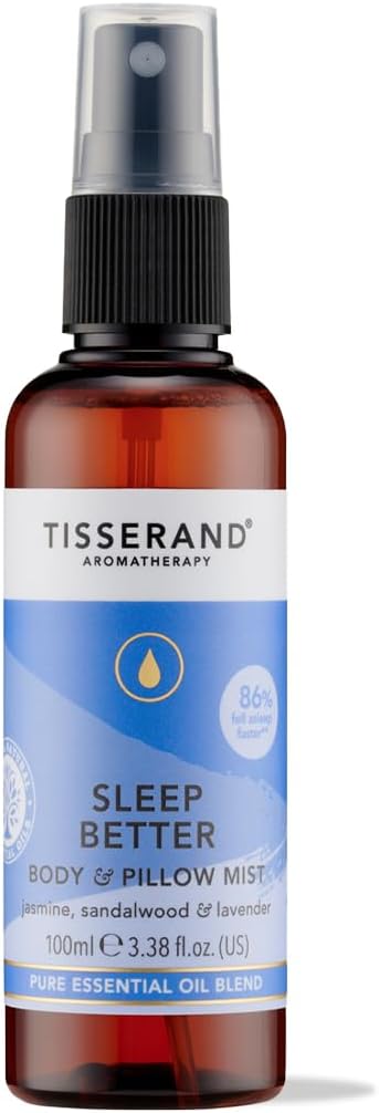 Tisserand Aromatherapy | Sleep Pillow Mist for Body & Room Contains a Soothing Blend of Pure Essential Oils Including, Jasmine, Sandalwood & Lavender | 100% Pure Essential Oil Blend | 3.38 fl. oz.