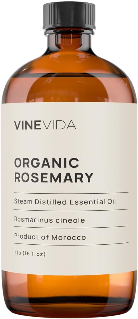 VINEVIDA Rosemary Essential Oil - 16 oz, Organic, Undiluted - DIY Candle Scents & Soap Making