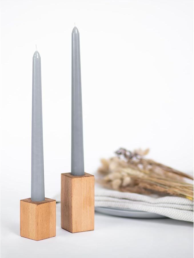 CANDWAX 12 inch Taper Candles Set of 4 - Dripless and Smokeless Candles Unscented - Slow Burning Candle Sticks - Light Gray Candle Taper