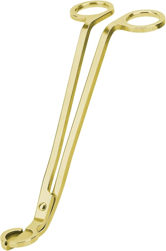 CHEFBEE Candle Wick Trimmer, Polished Stainless Steel Wick Clipper Cutter, Scissors, Reaches Deep Into Candles to Cut Spent Cord, Allow Cleaner Burn and Prevent Soot Buildup (Gold)
