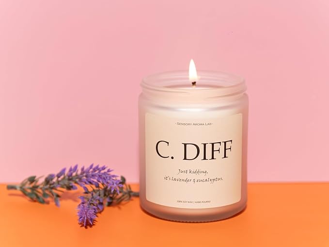 Lavender & Eucalyptus Soy Wax Candle, 7OZ - Nurse Gifts for Women, Rn Gifts for Nurses, Smells Like C.DIFF