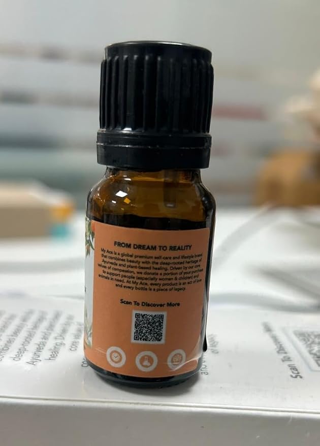 My ACE Orange Essential Oil 0.33 Fl Oz - 100% Pure & Natural - Premium Grade for Aromatherapy, Diffuser, Skin, Hair, Massage, Candle, Soap Making, Home - Glass Bottle with Dropper - Long Lasting Scent